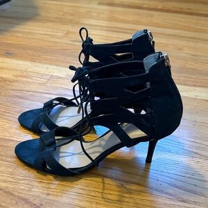 Tony Bianco Black Strappy Lace Up Leather Heels